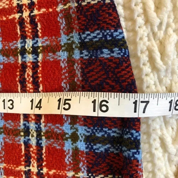 𝅺Vintage Handmade MCM Red/blue tweed trendy mini skirt size‎ XXS - Picture 7 of 10
